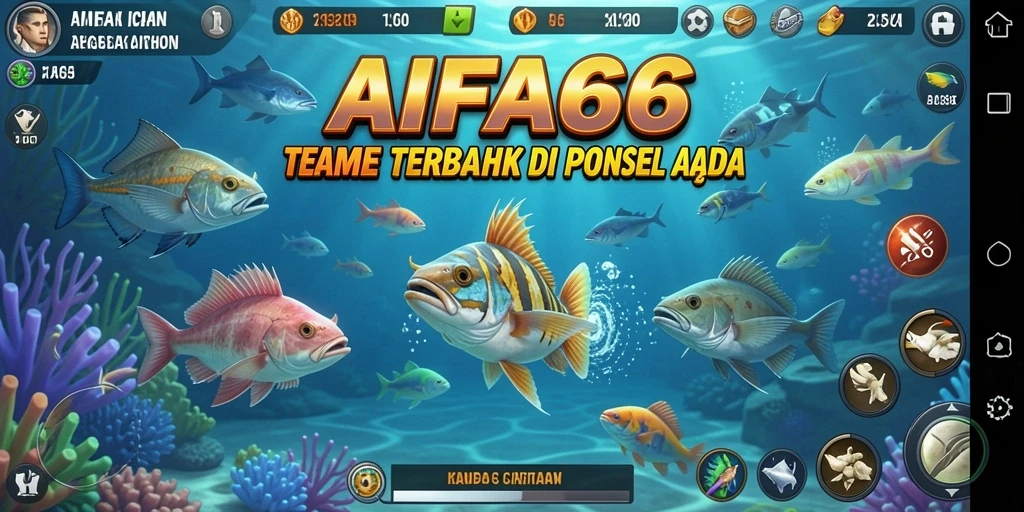 Screenshot AIFA66 menampilkan serunya gameplay tembak ikan.