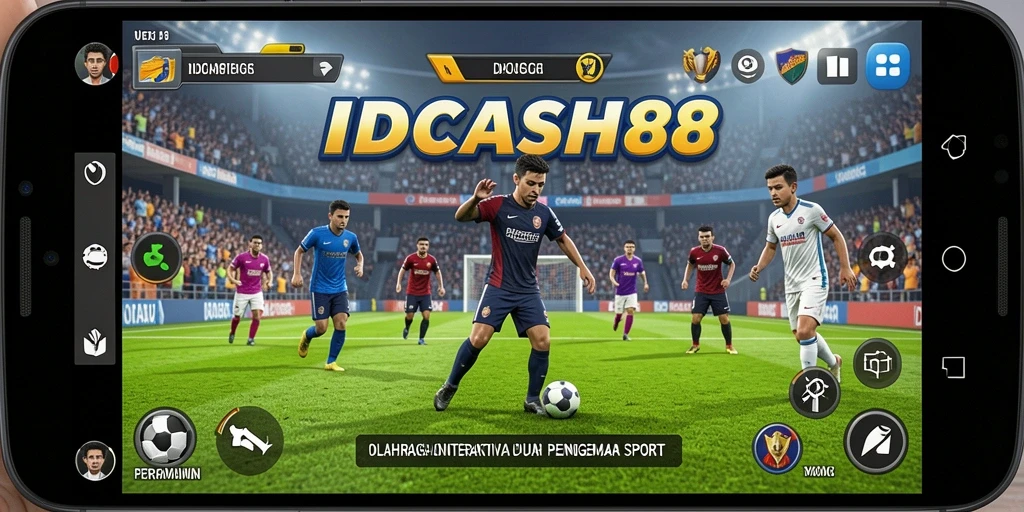 Screenshot utama IDCASH88 menampilkan aksi seru dalam permainan olahraga.