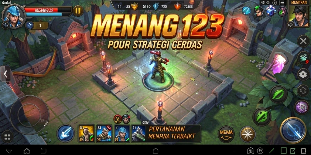 Screenshot MENANG123 menunjukkan aksi menegangkan dalam Tower Defense.