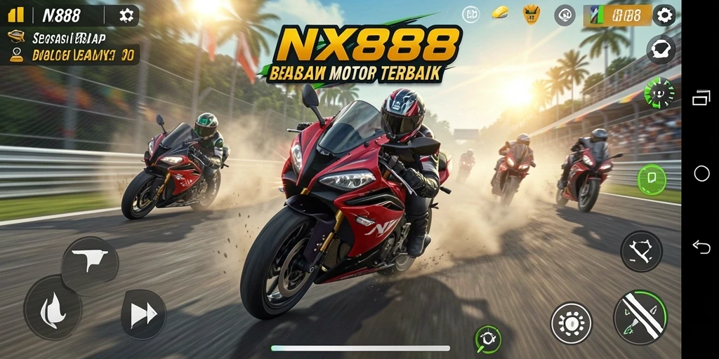 Tampilan gameplay NX888 yang mendebarkan di lintasan balap.