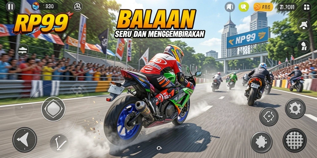 Gameplay seru balapan motor dengan grafis menakjubkan.