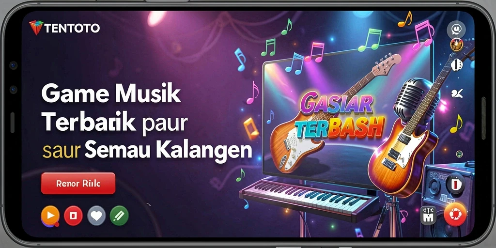Screenshot TENTOTO menampilkan gameplay musik yang seru.