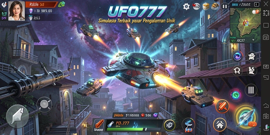 Tangkapan layar gameplay UFO777 dengan aksi menerbangkan UFO.