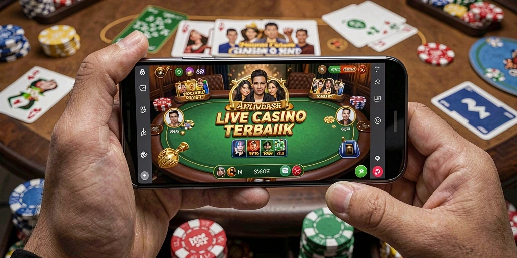 Gambaran gameplay V98 yang menampilkan dealer langsung dan suasana kasino.