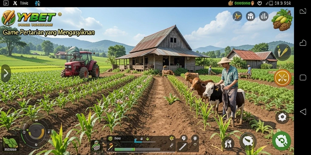Tampilan gameplay <strong>YYBET</strong> yang menawan dengan berbagai aktivitas pertanian.